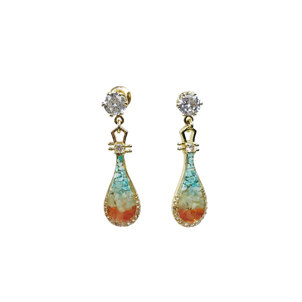 Color Stone Inlay Earrings – Pipa, Dunhuang Color Series
