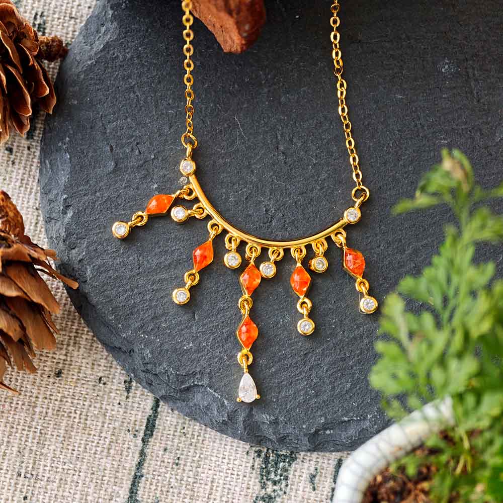 Color Stone Inlay Diamond Yingluo Necklace – Red & Prosperous Series
