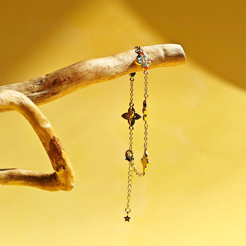 Color Stone Inlay Bracelet – Angular Four-Leaf Clover, Dunhuang Color Series
