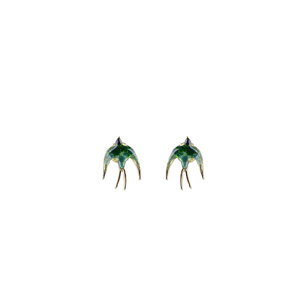 Color Stone Inlay Earrings – Swallow Design