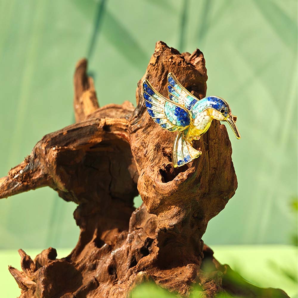 Enameled Brooch: Kingfisher Collection