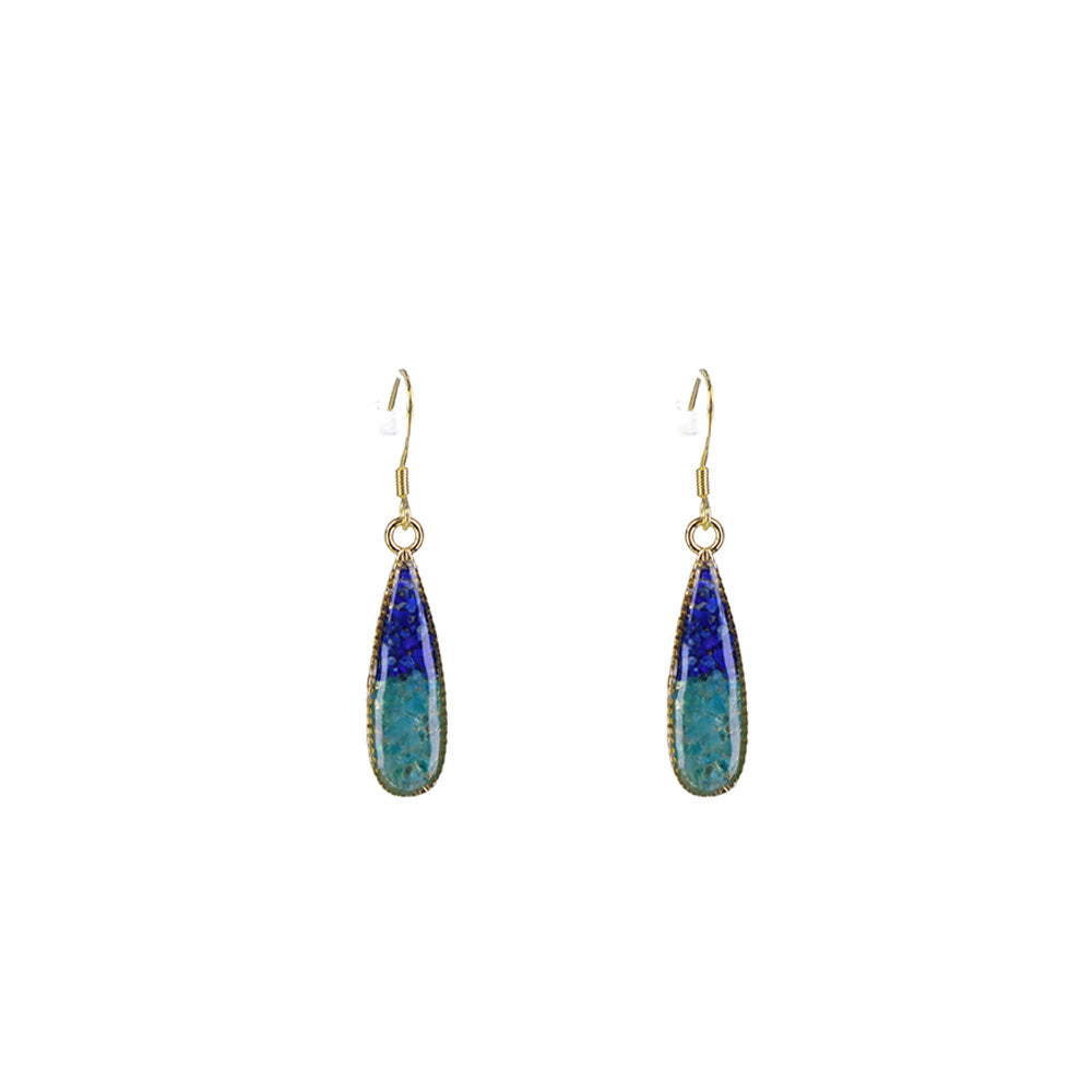 Color Stone Inlay Sky Blue Teardrop Earrings