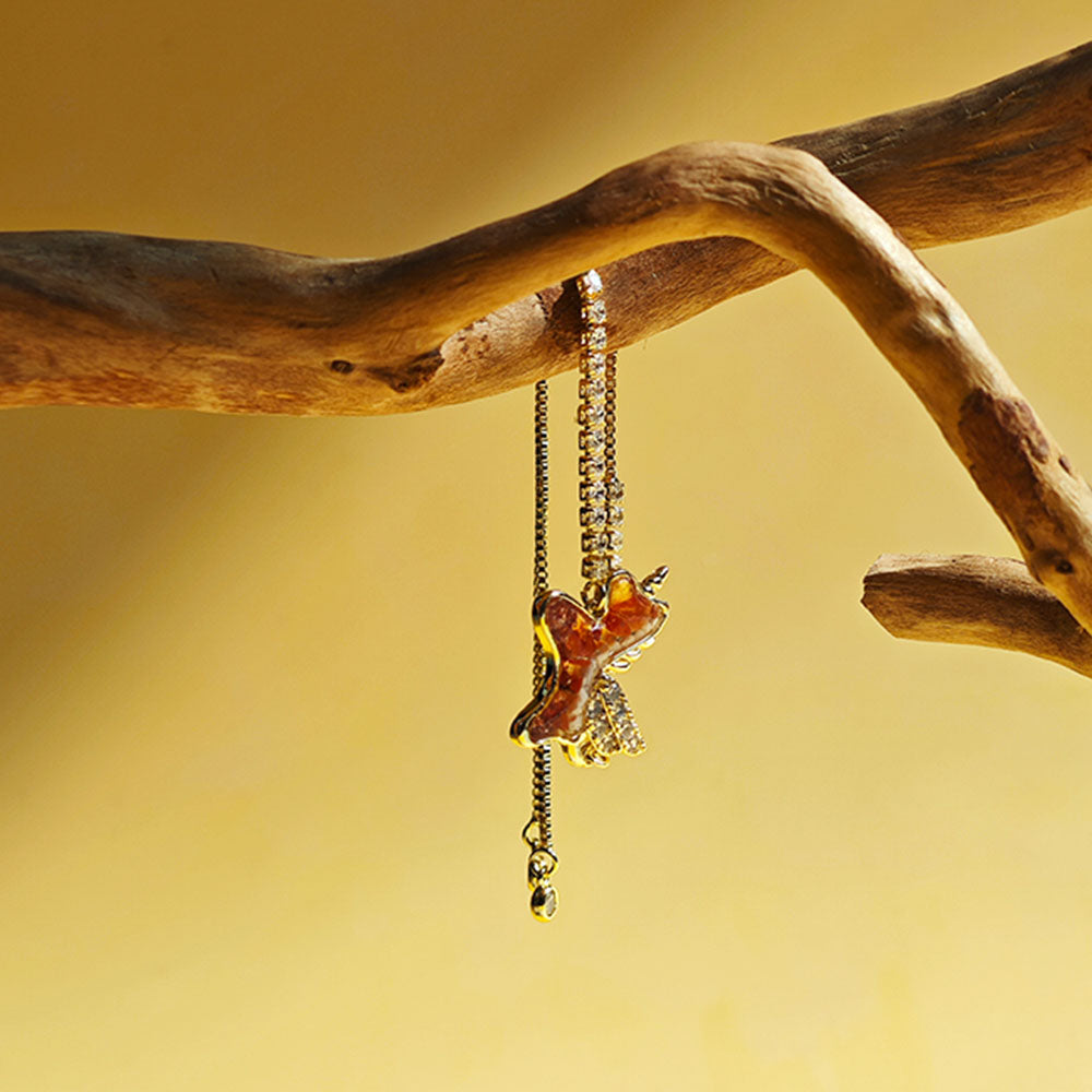 Color Stone Inlay Bracelet – Unicorn Pony, Prosperous Red Series