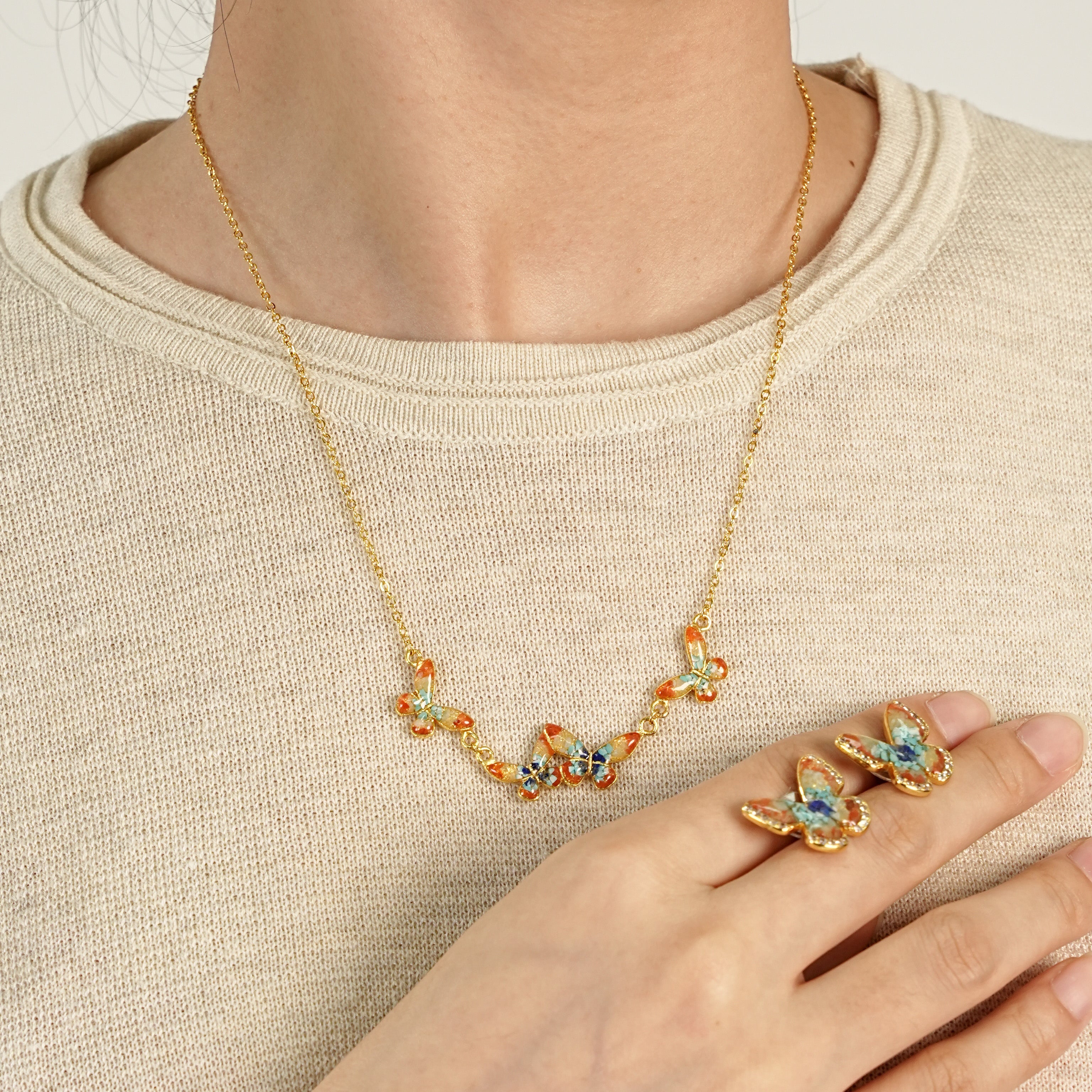 Butterfly Romance Butterfly Stud Earrings + Necklace Set