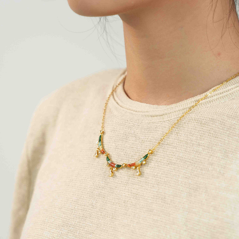 Color Stone Inlaid Dunhuang Yingluo Necklace
