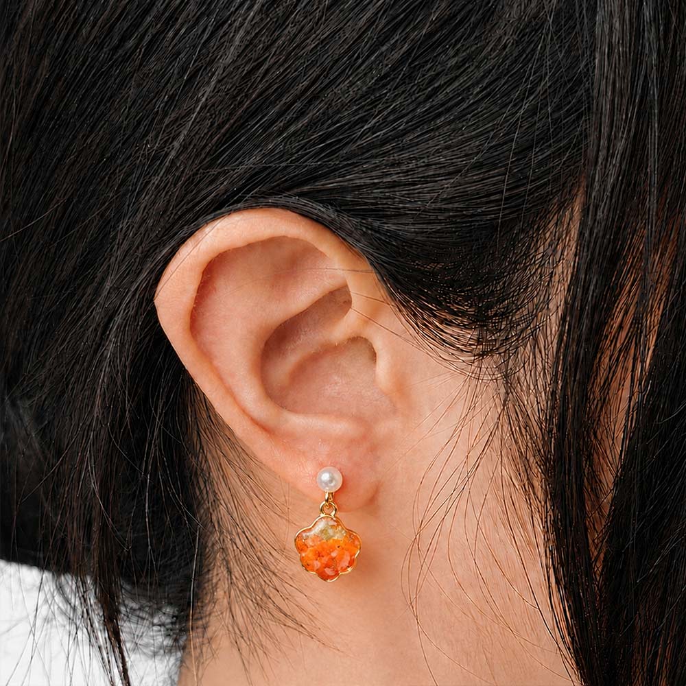 Red Stone Inlay Shell Earrings