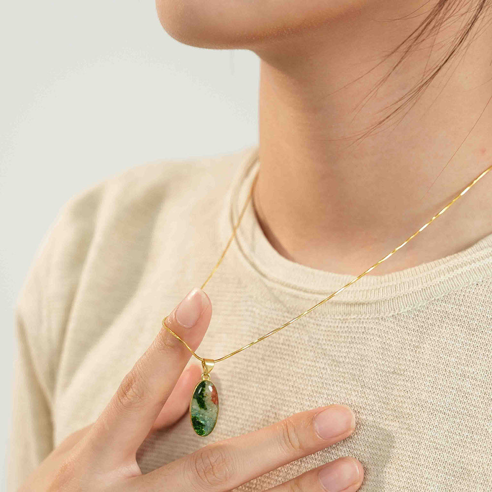 Color Stone Inlay Necklace – Jiangnan Color Oval