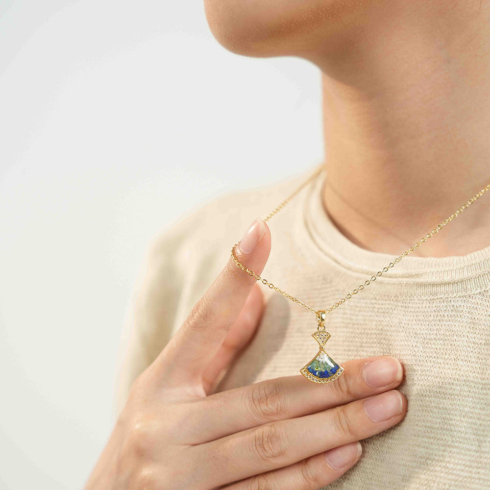 Color Stone Inlay Necklace – Bell B, Blue & White Style