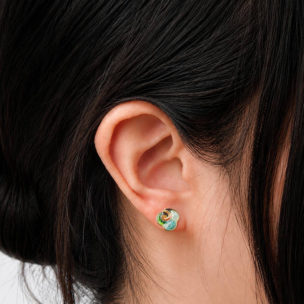 Color Stone Inlay Studs – Rolling Cloud, Emerald Gradient