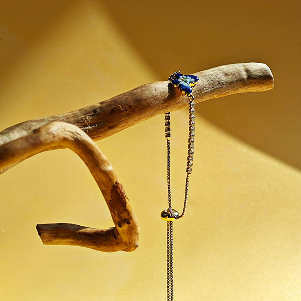 Color Stone Inlay Butterfly Bracelet – B Variant, Blue & White Series