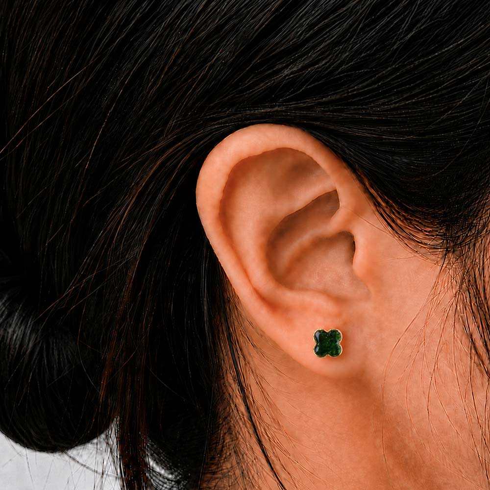 Color Stone Inlay Earrings – Clover