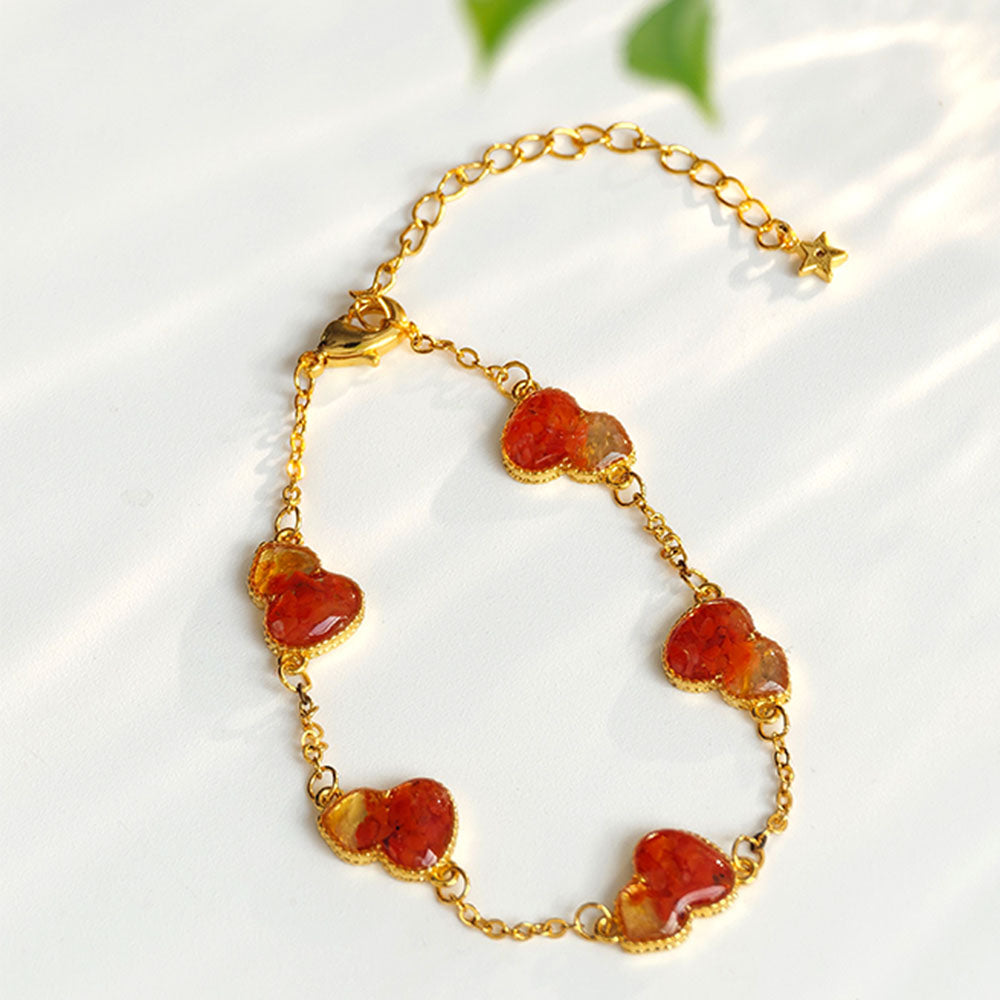 Color Stone Inlay Gourd Bracelet – Prosperous Red Series