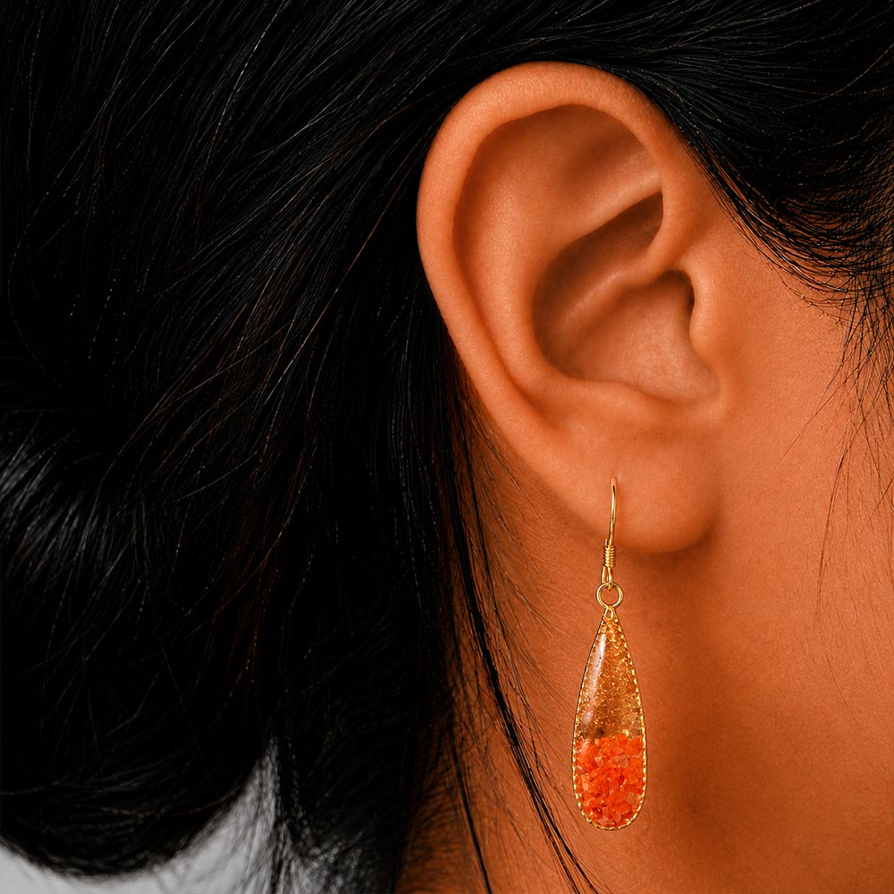 Colorful Stone Inlaid Earrings, Sky Crimson Drop