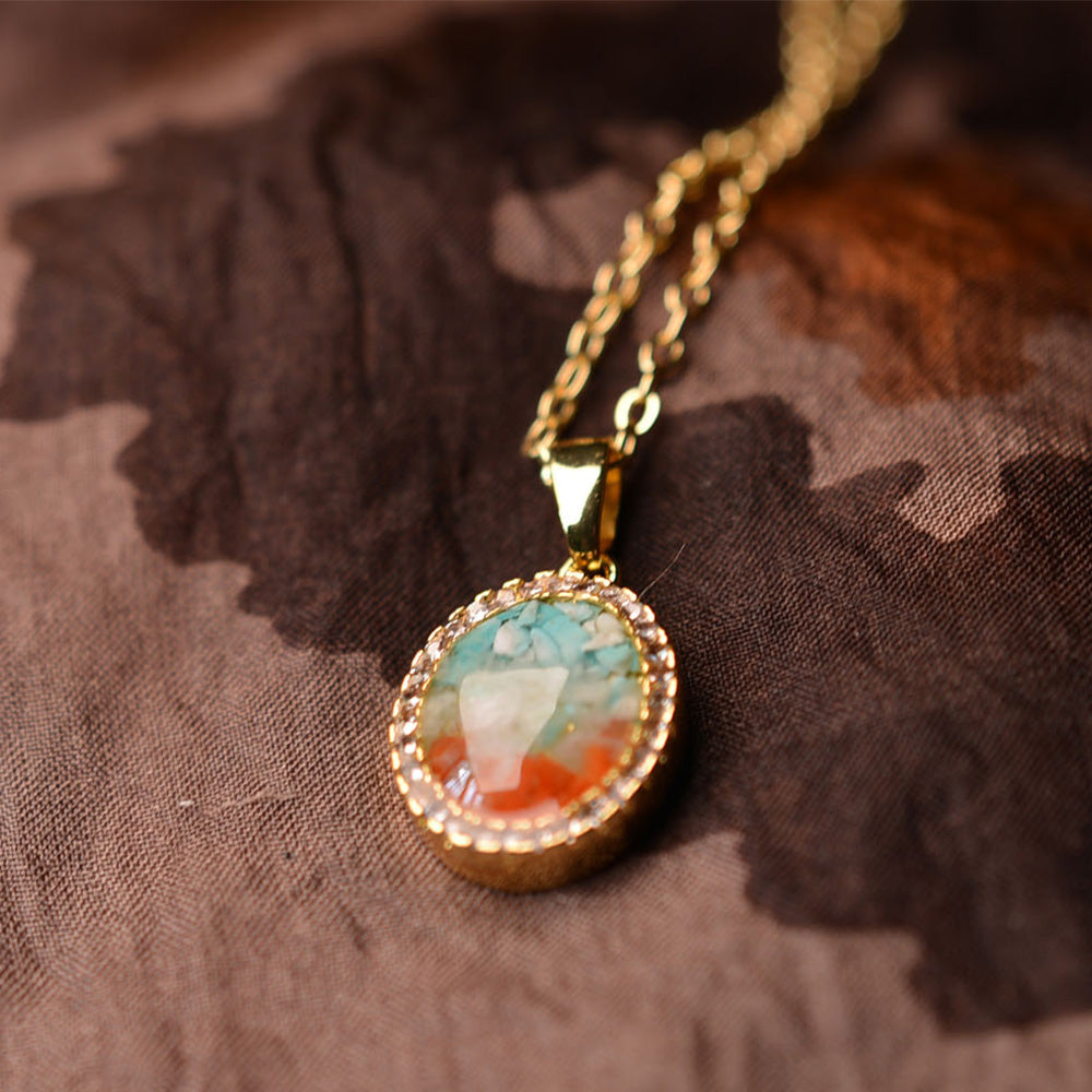 Color Stone Inlay Necklace – Dunhuang Red