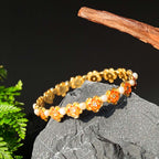 Color Stone Inlay Heavy Pearl Bracelet with Openwork Peach Blossom Design Prosperous Red Series