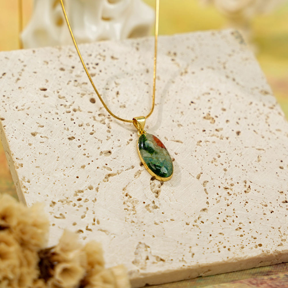 Color Stone Inlay Necklace – Jiangnan Color Oval