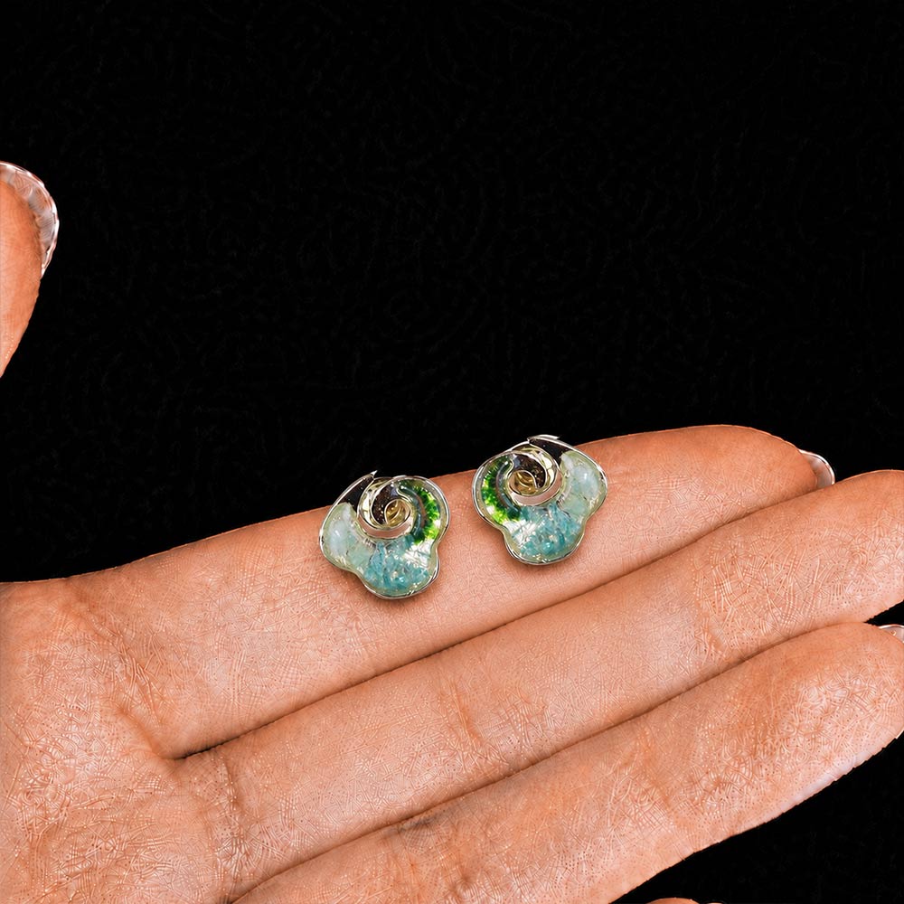 Color Stone Inlay Studs – Rolling Cloud, Emerald Gradient