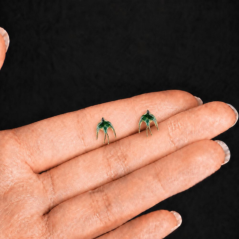 Color Stone Inlay Earrings – Swallow Design