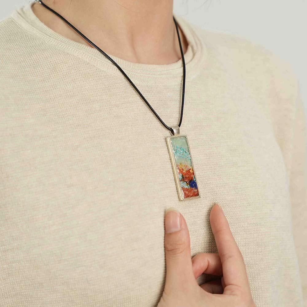 Color Stone Inlay Hollow Gourd & Bamboo Leaf Pearl Necklace – Jade Green Series H8