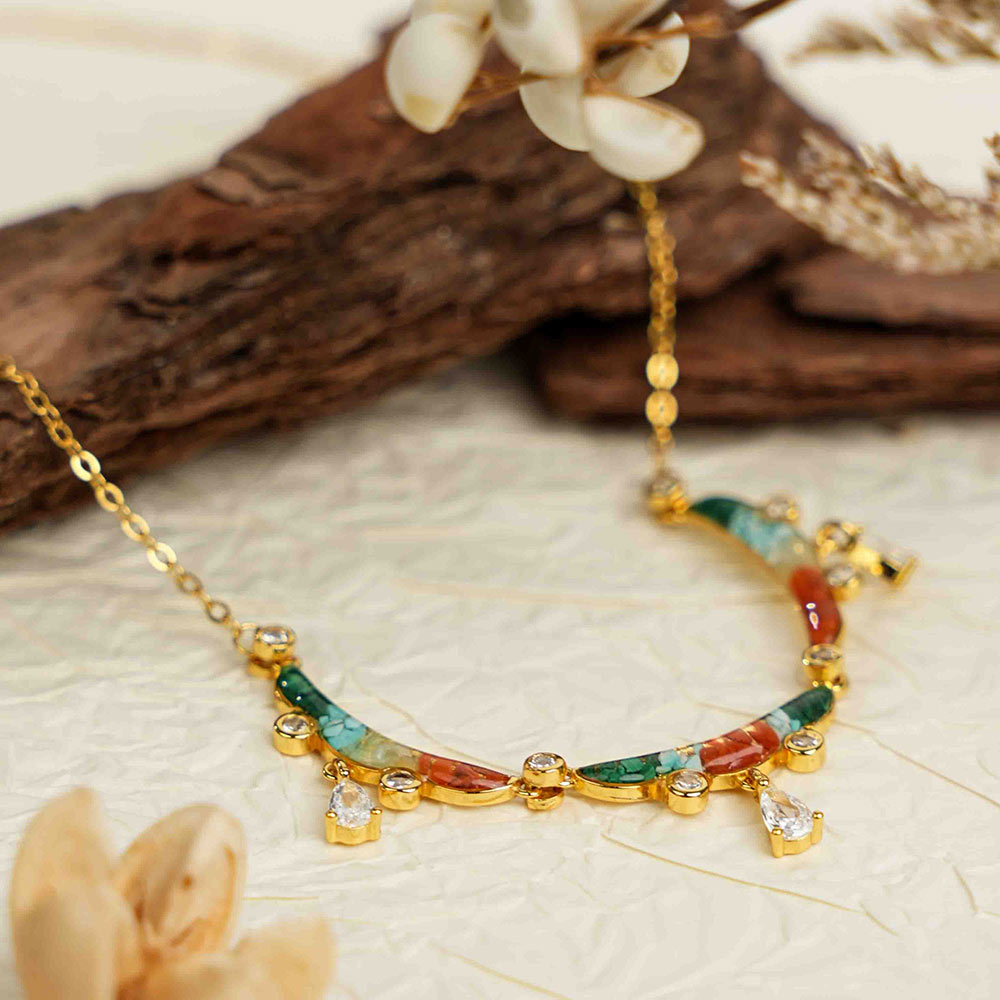 Color Stone Inlaid Dunhuang Yingluo Necklace