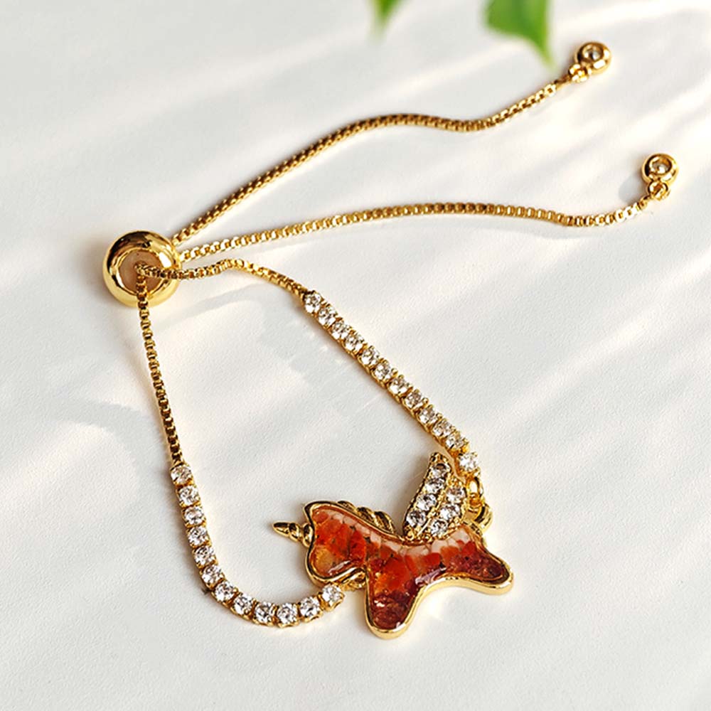 Color Stone Inlay Bracelet – Unicorn Pony, Prosperous Red Series
