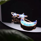 Star and Moon Hairpin with Colorful Stone Inlay