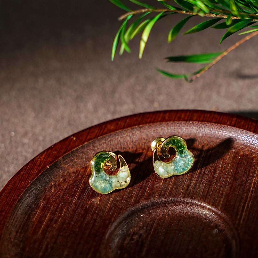Color Stone Inlay Studs – Rolling Cloud, Emerald Gradient