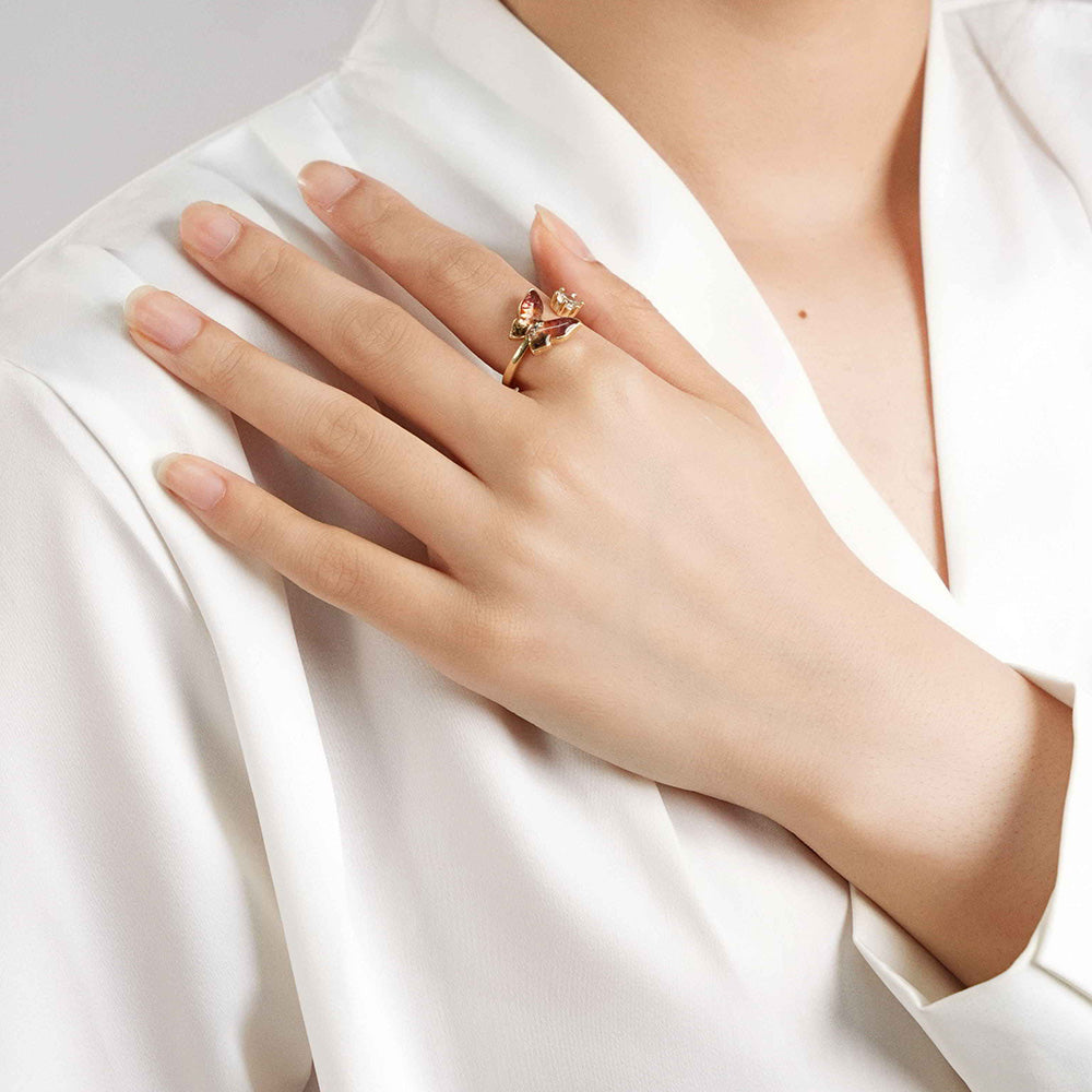 Color Stone Inlay Ring: Prosperous Series Butterfly Design B