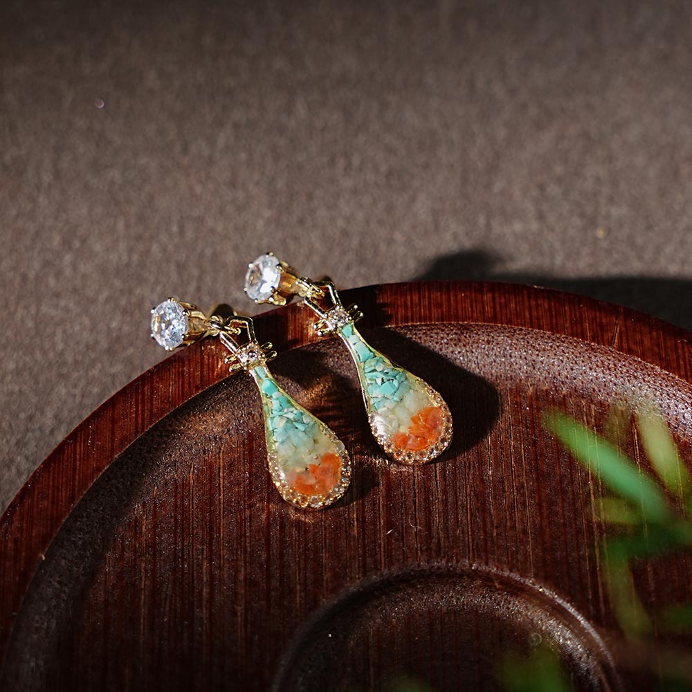 Color Stone Inlay Earrings – Pipa, Dunhuang Color Series