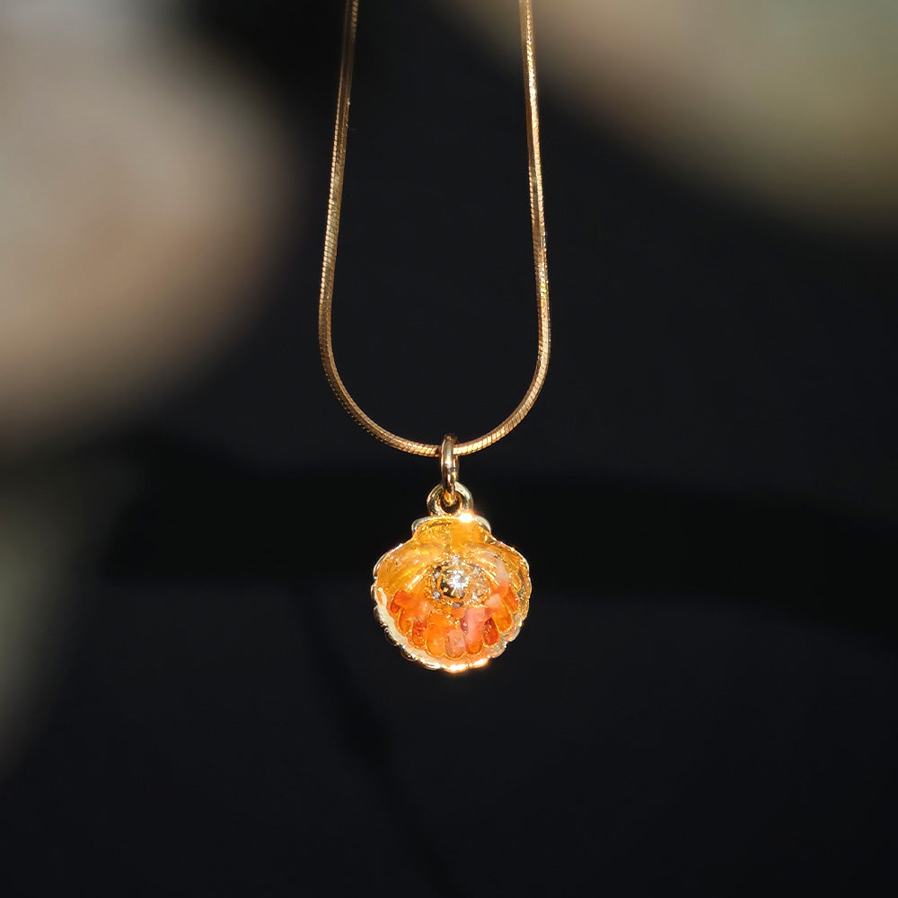 Color Stone Inlay Necklace Shell Blazing Red Collection