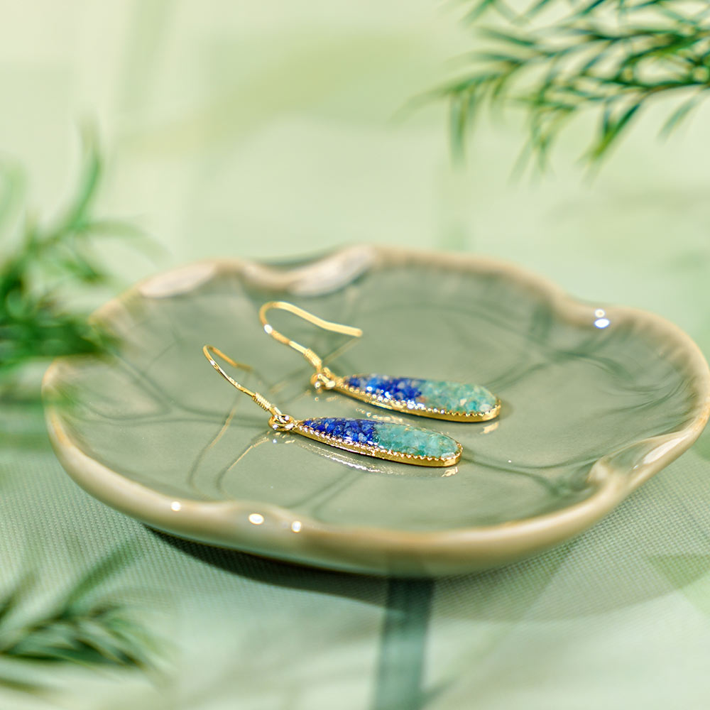 Color Stone Inlay Sky Blue Teardrop Earrings