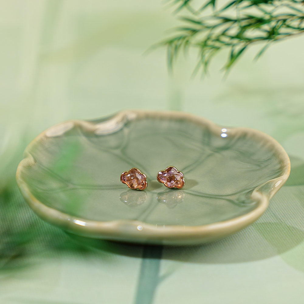 Color Stone Inlay Earrings – Plum Cloud