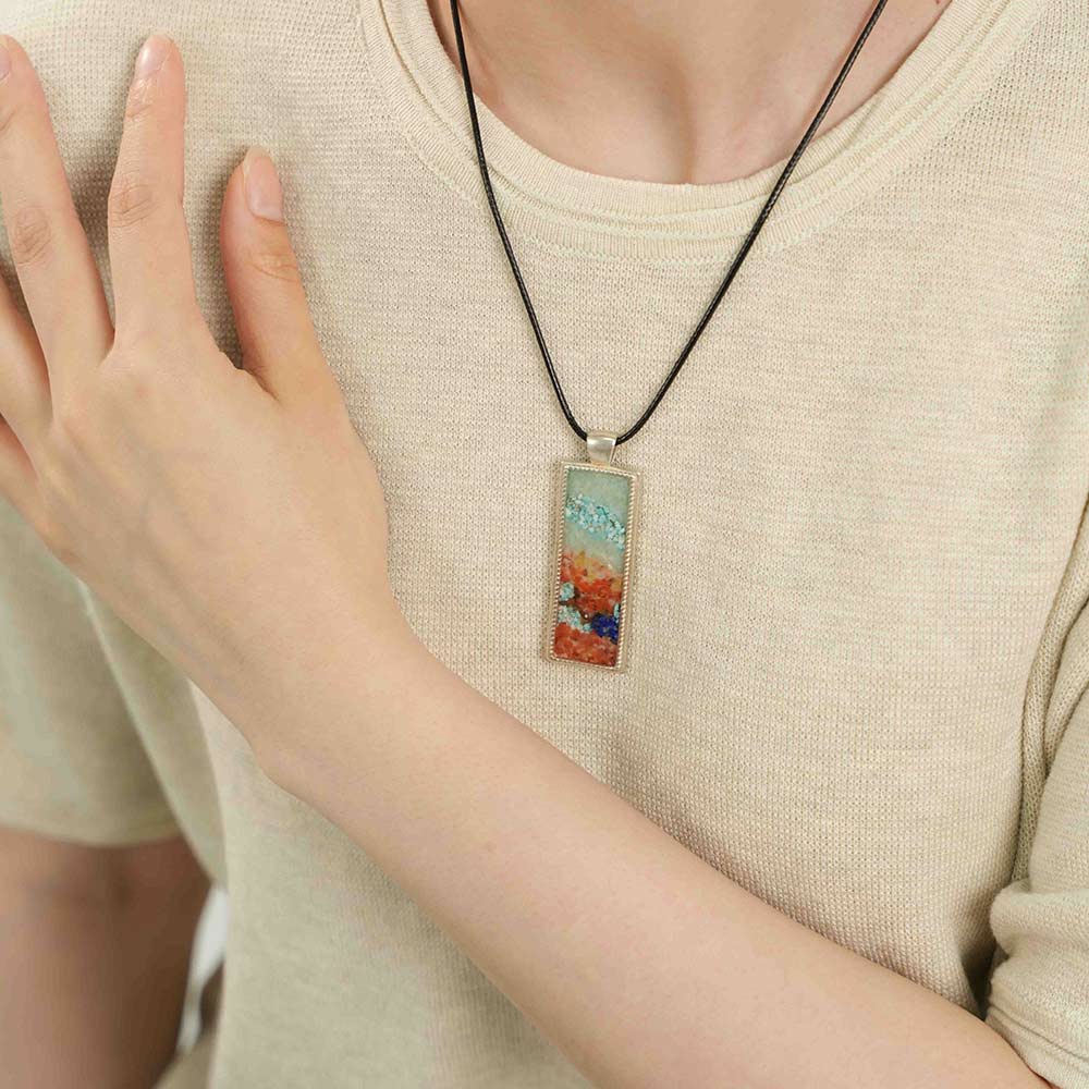 Color Stone Inlay Hollow Gourd & Bamboo Leaf Pearl Necklace – Jade Green Series H8
