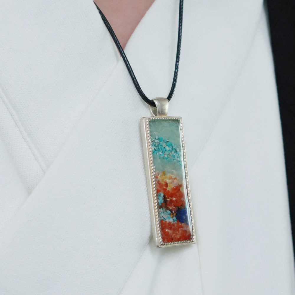 Color Stone Inlay Large Butterfly Necklace – Dunhuang Red