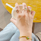 Color Stone Inlay Ring: Prosperous Series Butterfly Design B