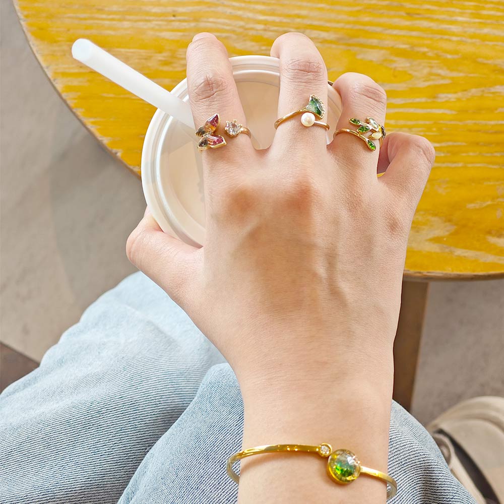 Color Stone Inlay Ring: Prosperous Series Butterfly Design B