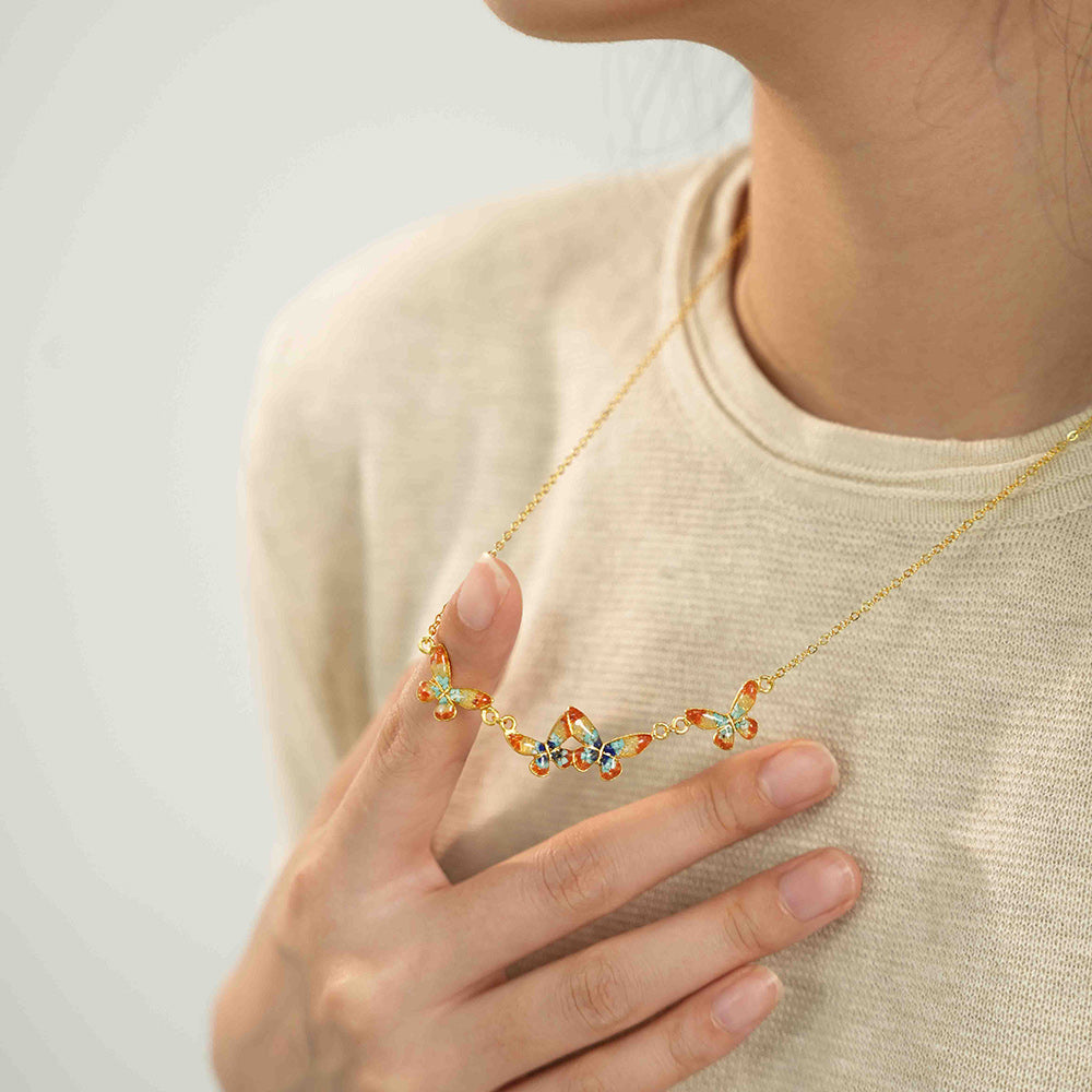 Zhuangzi's Butterfly Dream Dunhuang Butterfly Ring + Necklace Bundle