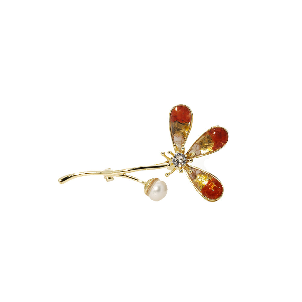 Color Stone Inlay Clover Brooch – Prosperous Red
