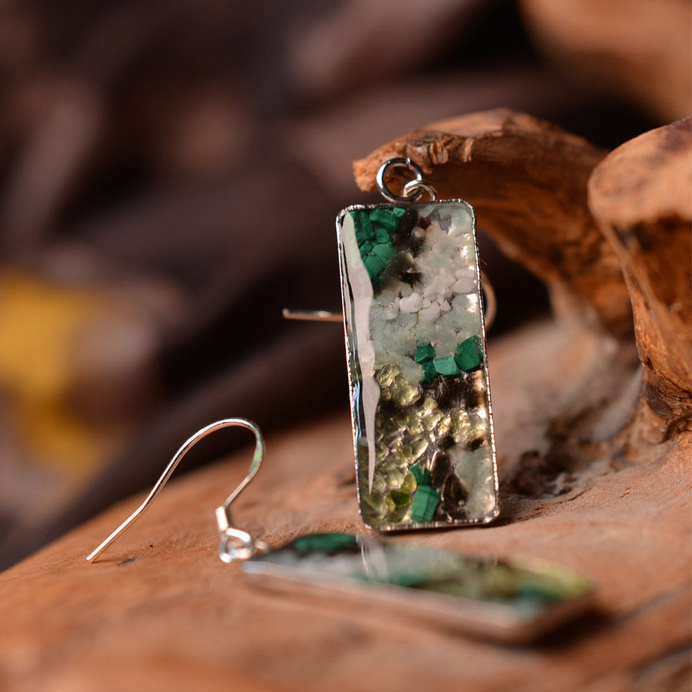 Color Stone Inlay Drop Earrings – Huacheng Yupan Series, Dunhuang Edition