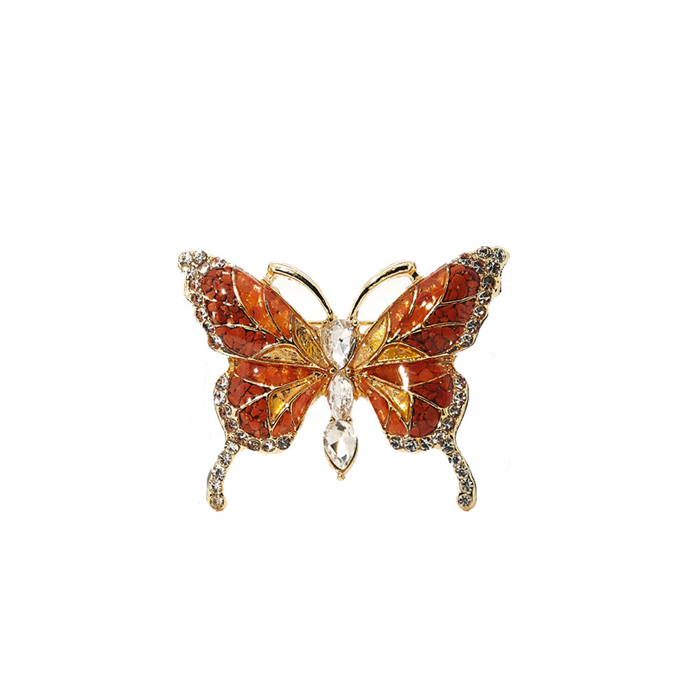 Exquisite Red Stone Inlay Butterfly Brooch