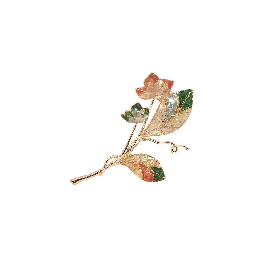 Color Stone Inlay Floral Branch Brooch – Spring Gradient Series