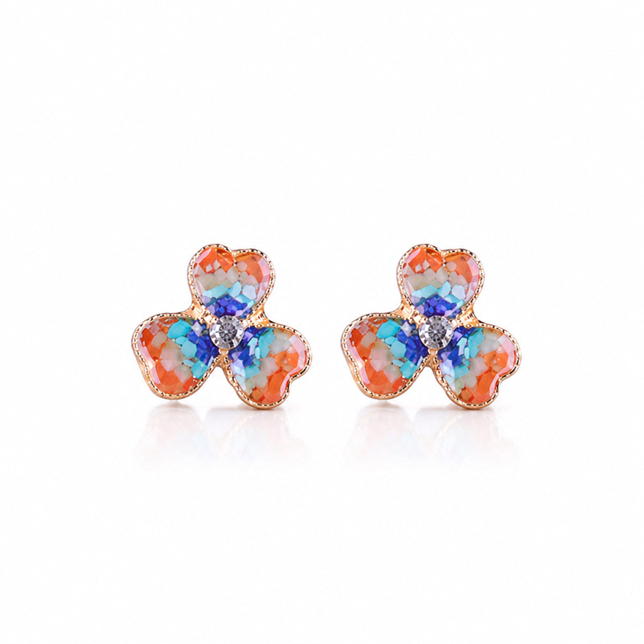 Color Stone Inlay Small Butterfly Stud Earrings – Dunhuang Series