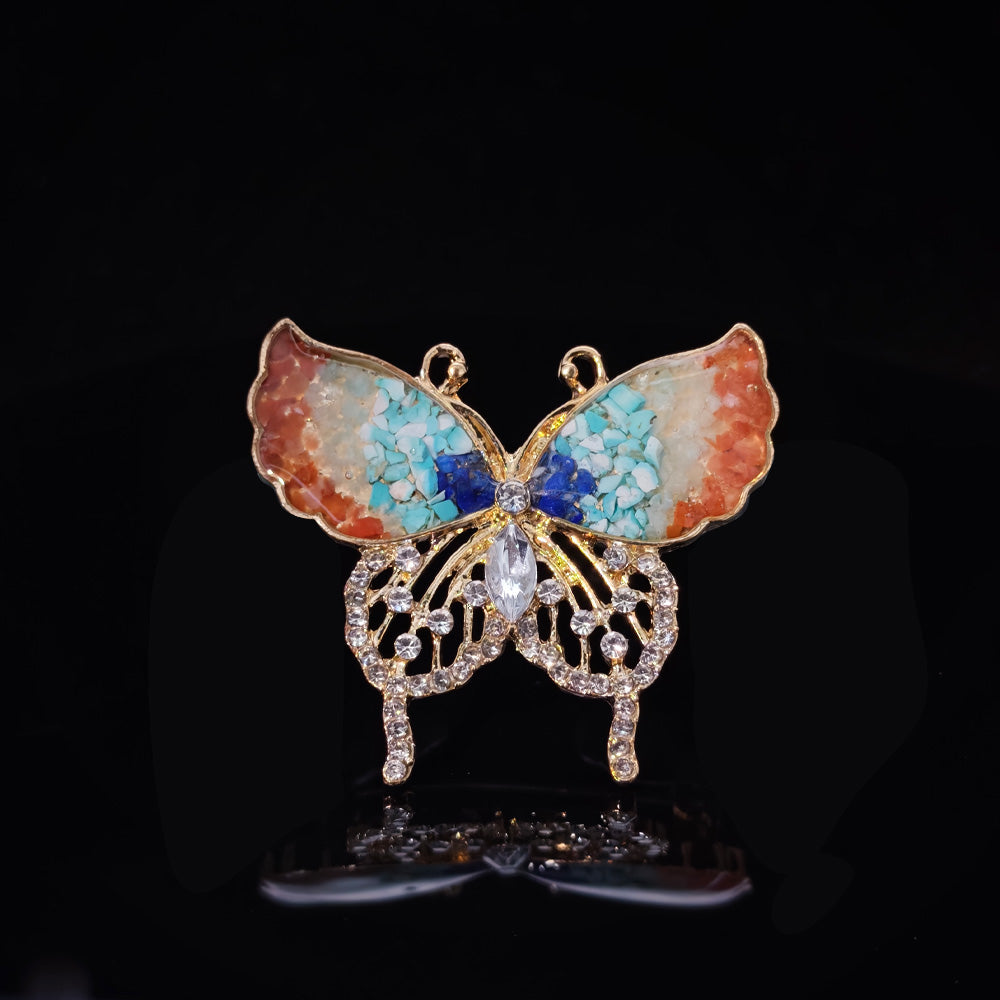 Dunhuang Style Stone Inlay Butterfly Brooch