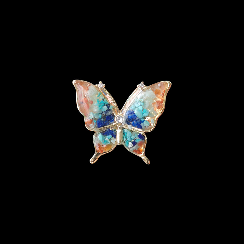 Dunhuang-Colored Butterfly Brooch Inlaid with Colored Stones