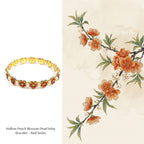 Color Stone Inlay Heavy Pearl Bracelet with Openwork Peach Blossom Design Prosperous Red Series