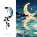 Star and Moon Hairpin with Colorful Stone Inlay