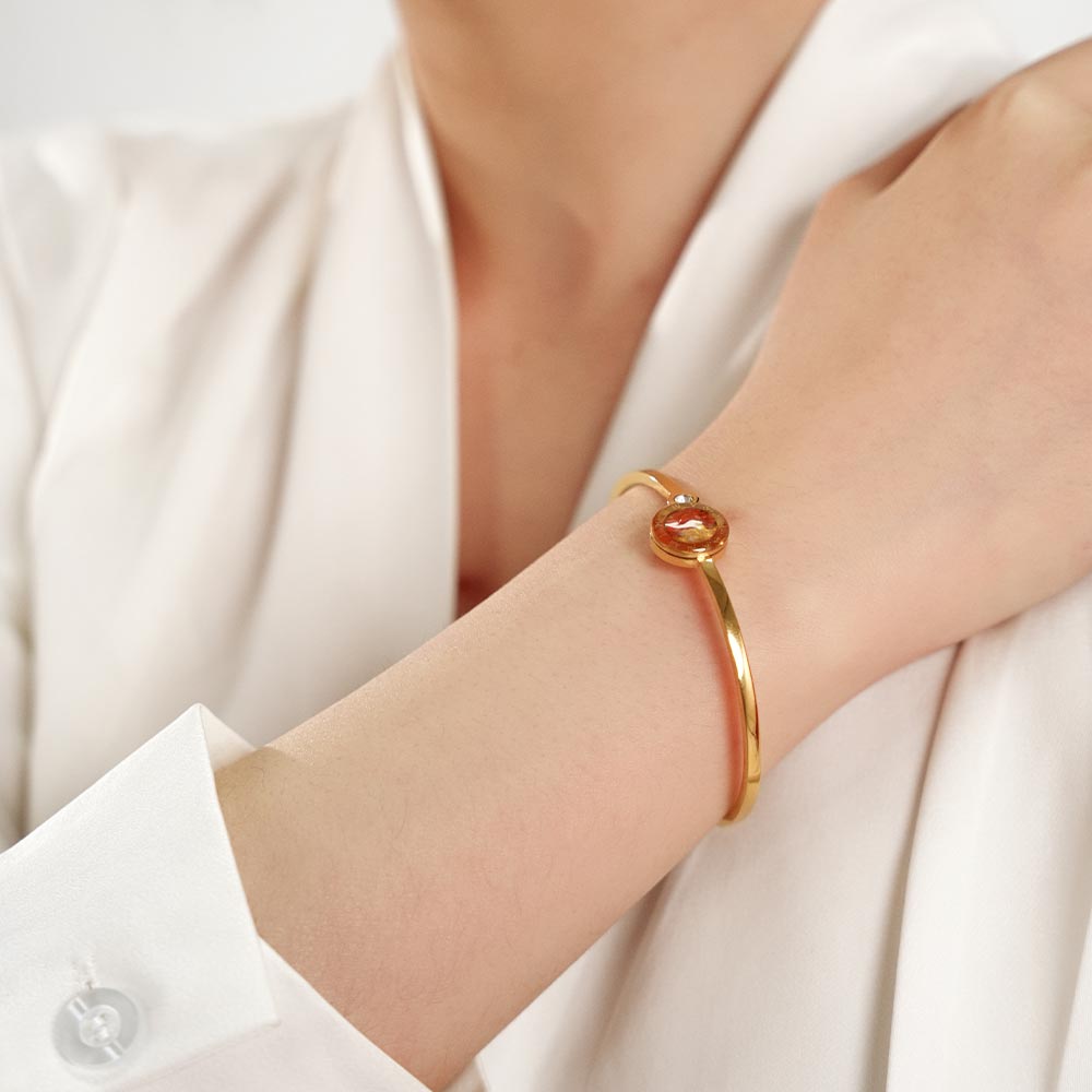 Color Stone Inlay Bracelet: Red Hot Collection - Round Bead Style