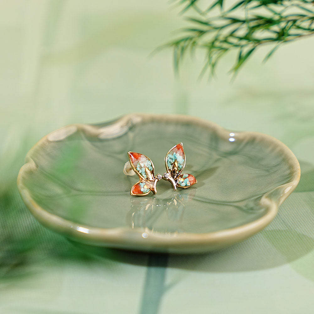 Color Stone Inlay Butterfly Wing Stud Earrings – Dunhuang Color