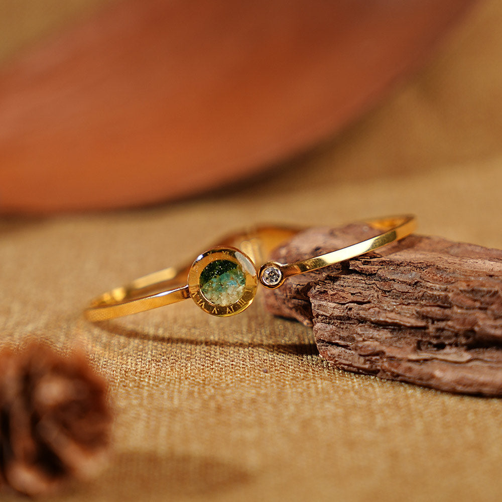 Gold Bangle — Roman Numeral Cuff Bracelet