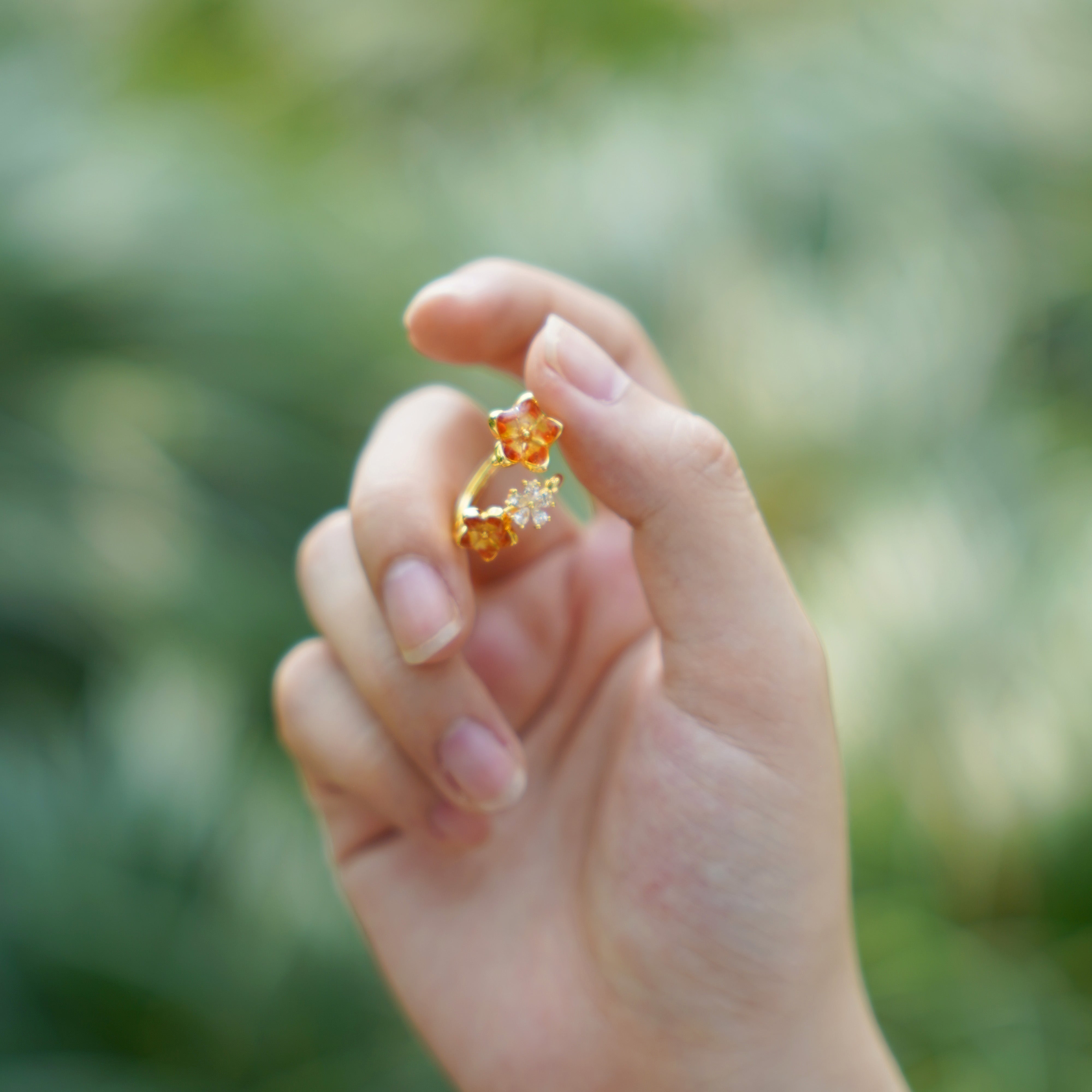 Colored Stone Inlaid Prosperous Red Peach Blossom Ring